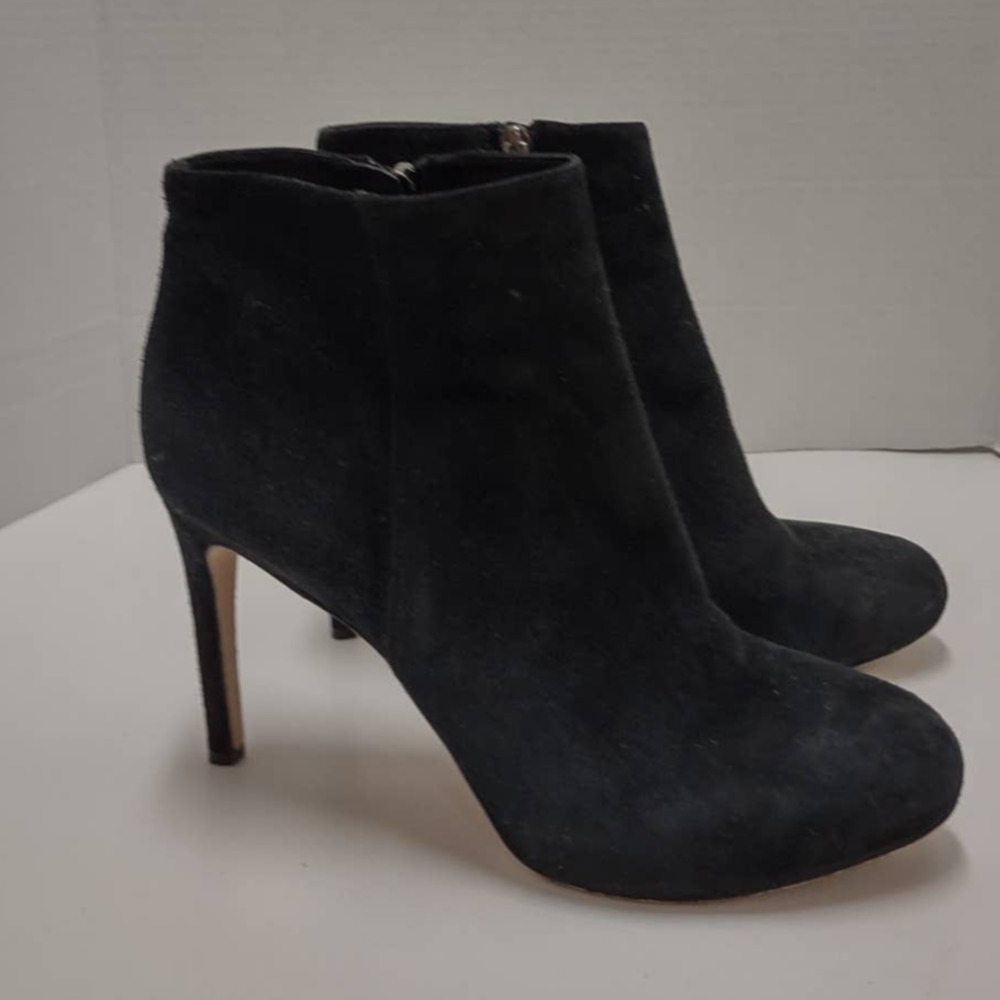 Via Spiga Black Suede Stiletto Suede Booties Heeled Round Toe Size 10 EUC